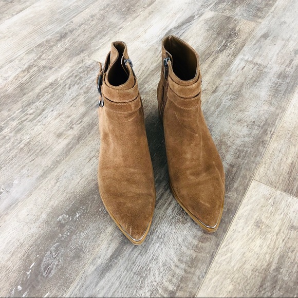 Tan Suede Ankle Booties - Picture 6 of 8